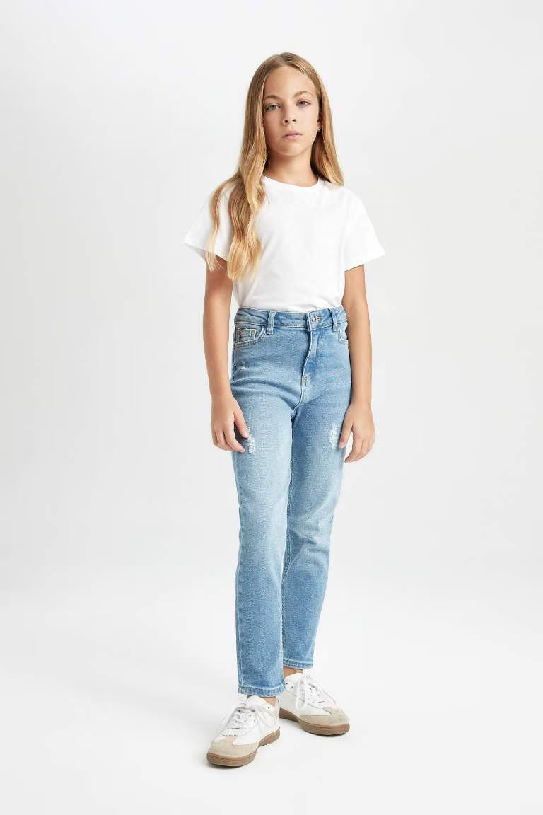 Girl Skinny Fit Ripped Detailed Pocketed Jeans - -