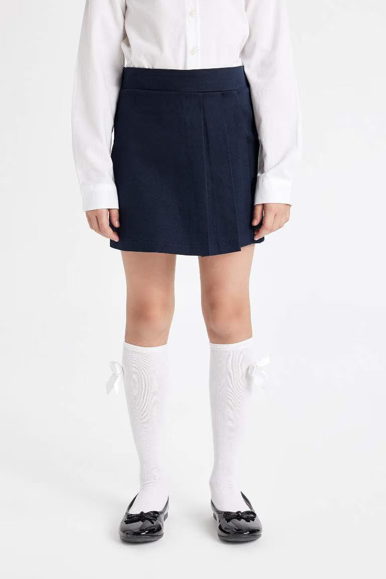 Girl Gabardine Pleated School Skirt - -