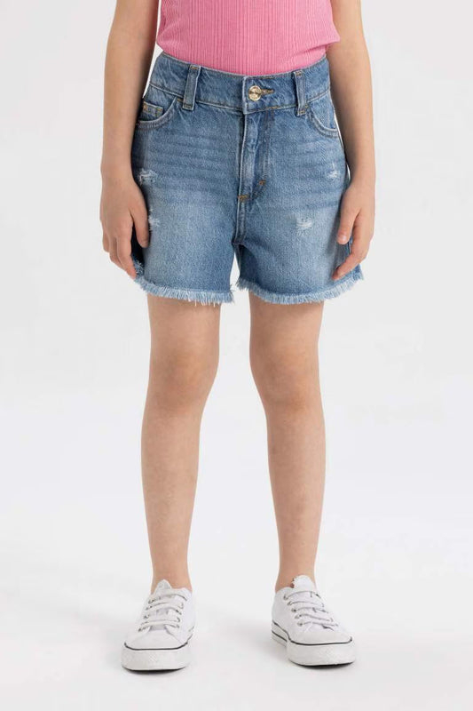 Girl Ripped Detailed Denim Shorts - -