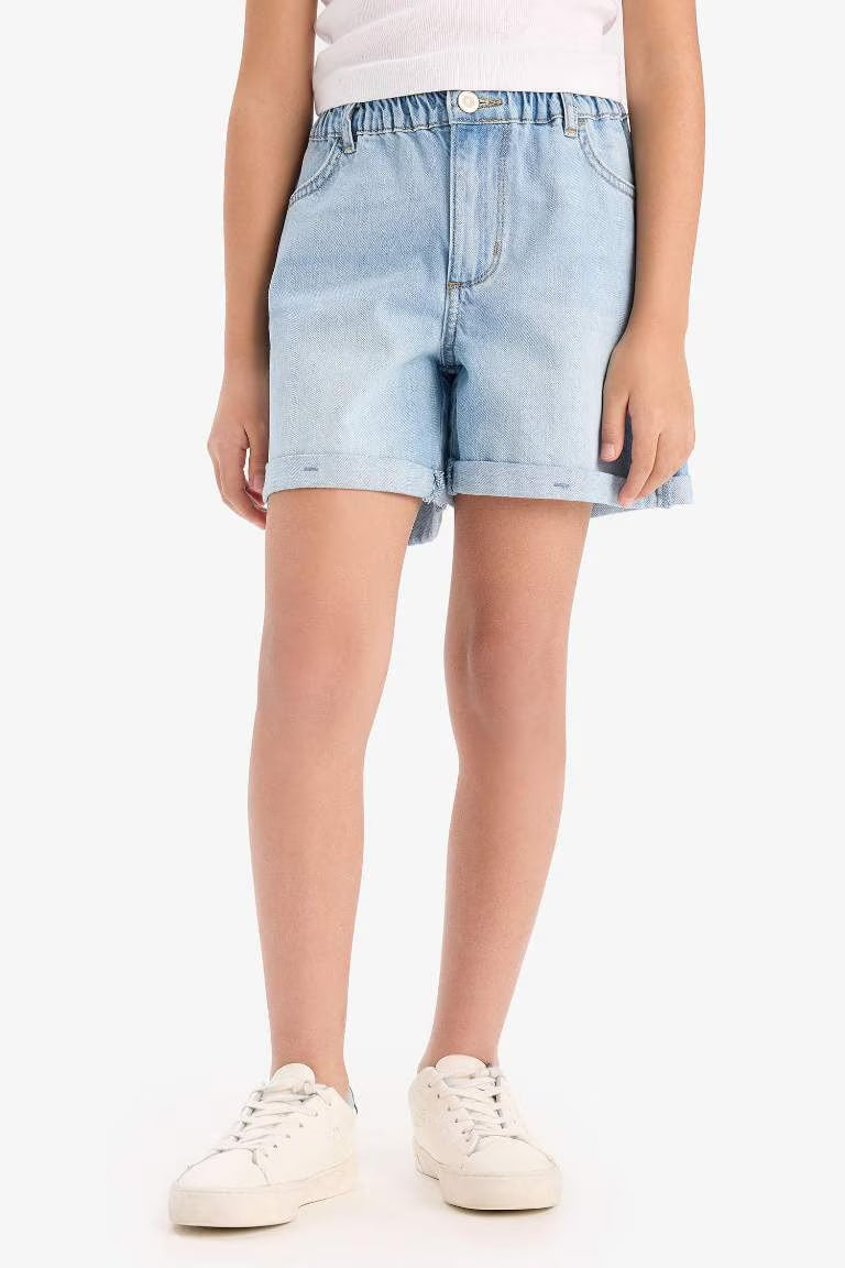 Girl Paperbag Denim Shorts - -