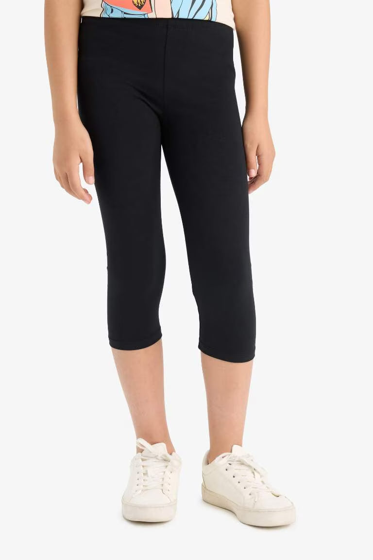 Girl Capri Length Leggings - - Black
