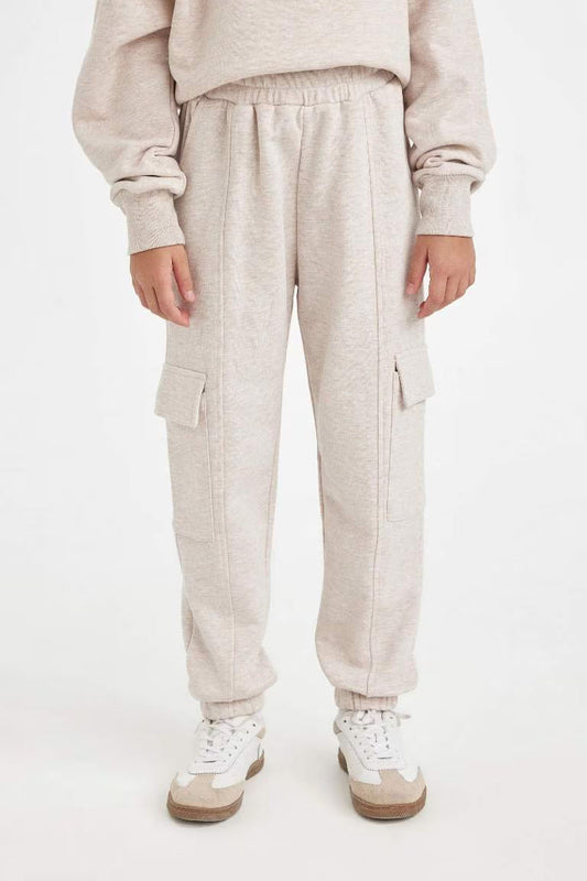 Girl Waist Elasticated Cargo Jogger Sweatpants - -
