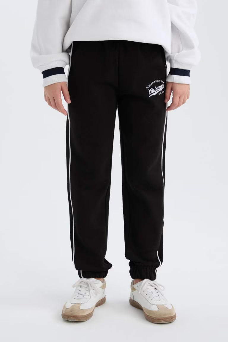 Girl Elastic Waist Printed Cotton Jogger Sweatpants - -