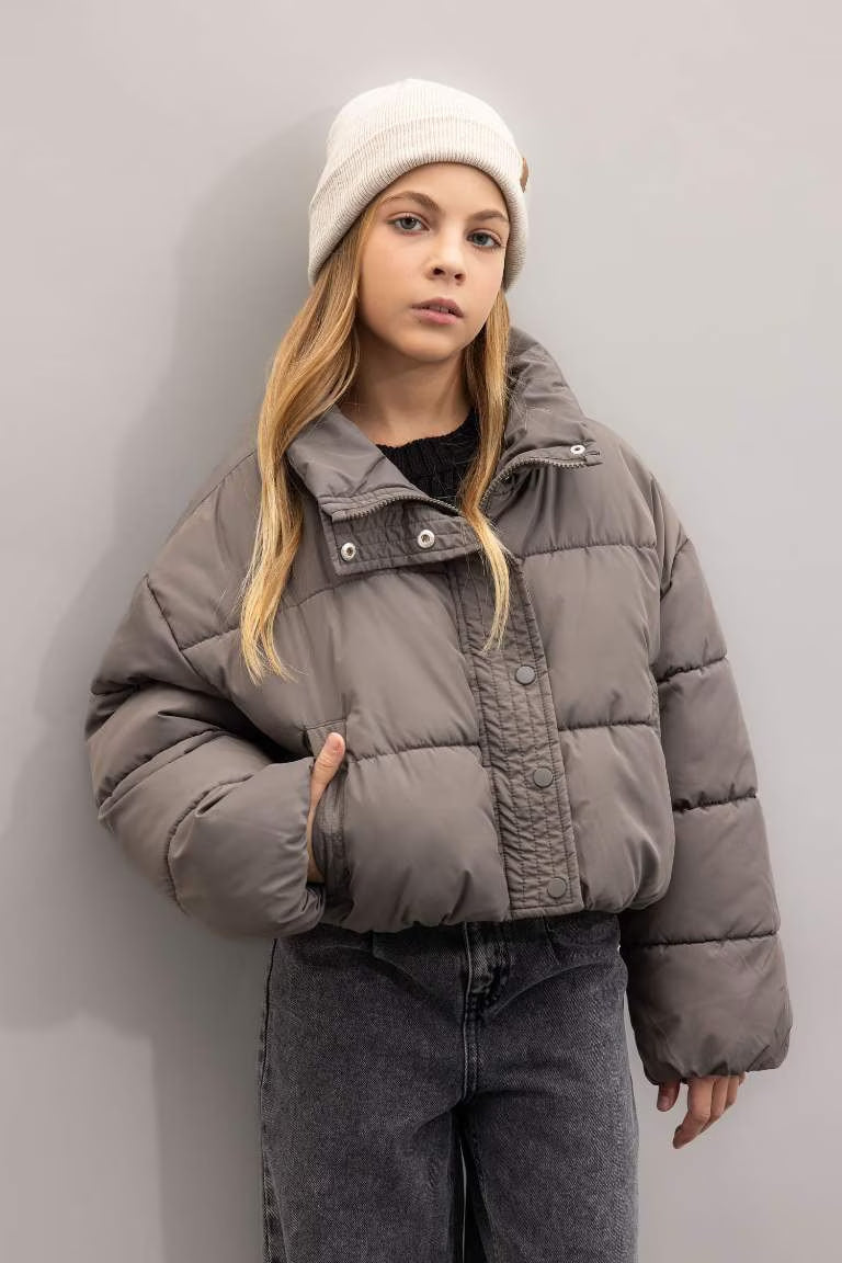 Girl Waterproof Puffer Jacket - - anthracite