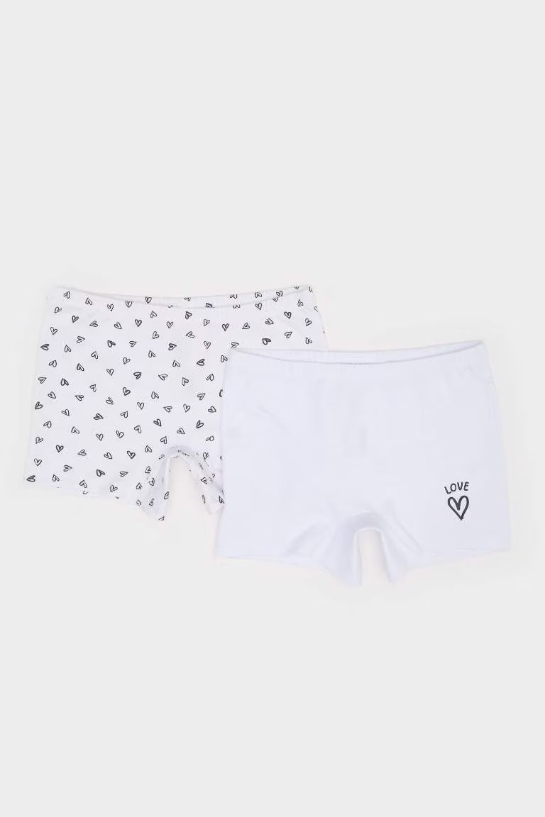 Girl Heart Patterned 2 Piece Boxers - -