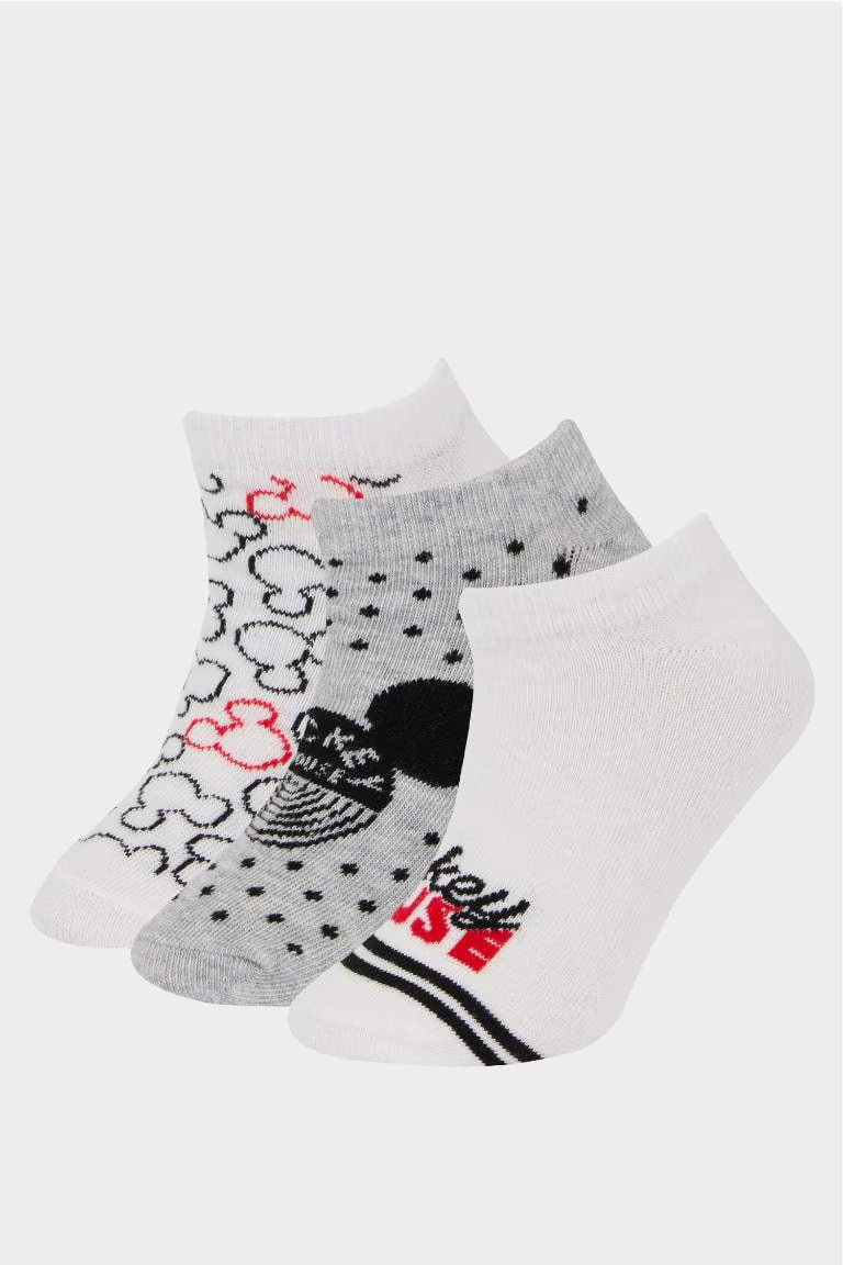 Girl Mickey & Minnie Licensed 3 piece Short Socks - - Multicolor