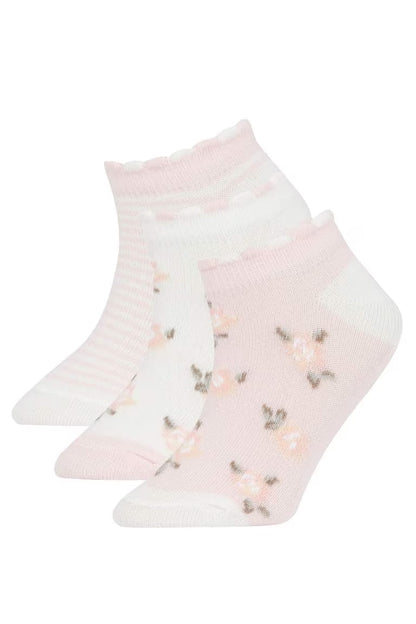 Girls 3 Pack Cotton Long Socks - - Multicolor
