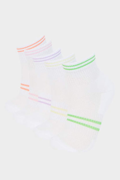Girl 5 Piece Short Socks - - Multicolor