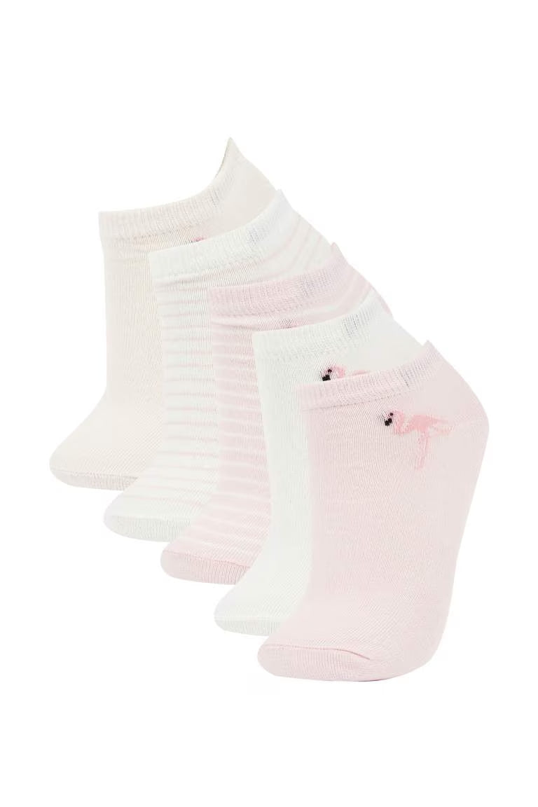 Girls' Cotton 5 Pack Short Socks - - Multicolor
