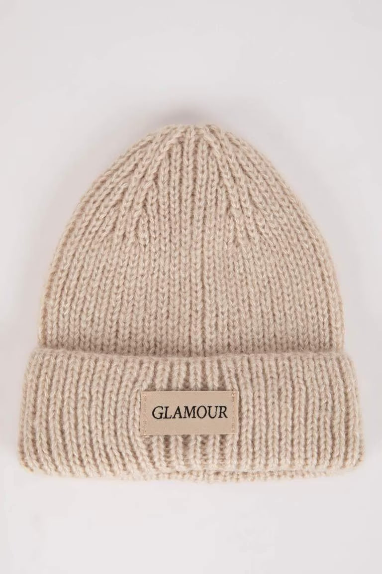 Girl Woven Labeled Beret - - Beige 5-9