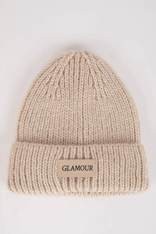 Girl Woven Labeled Beret - - Beige 5-9