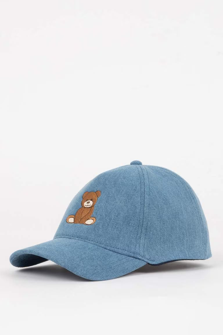 Girl Denim Embroidered Hat - -