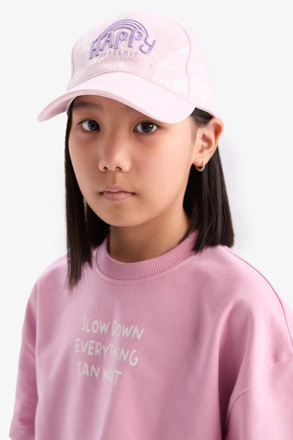Girl Cotton Bucket Hat - - Pink 5-9