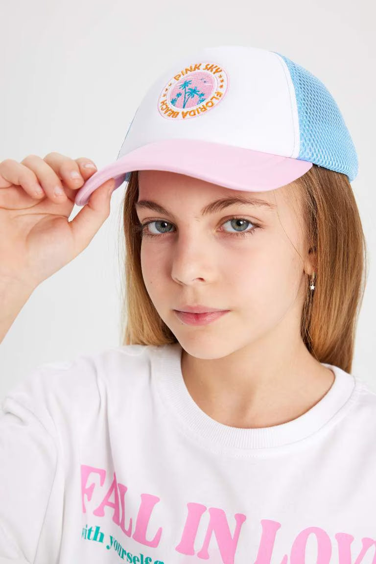 Girl Gabardine Embroidered Hat - - Multicolor Standard