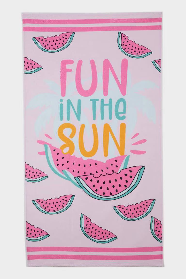 Baby Girl Patterned Towel - - Pink