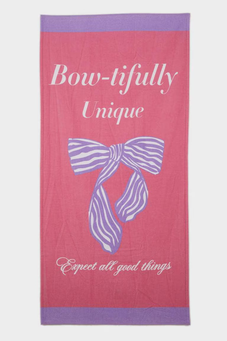Girl Slogan Printed Cotton Towel - - Pink