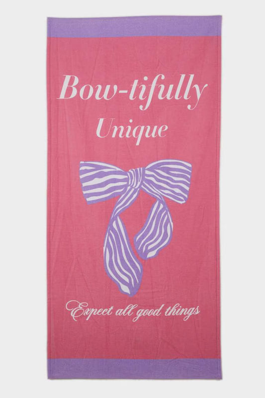 Girl Slogan Printed Cotton Towel - - Pink