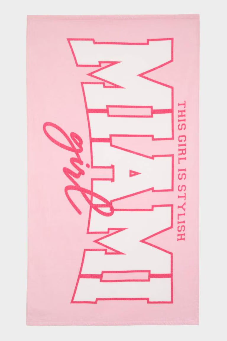 Girl Patterned Woven Towel - - Pink