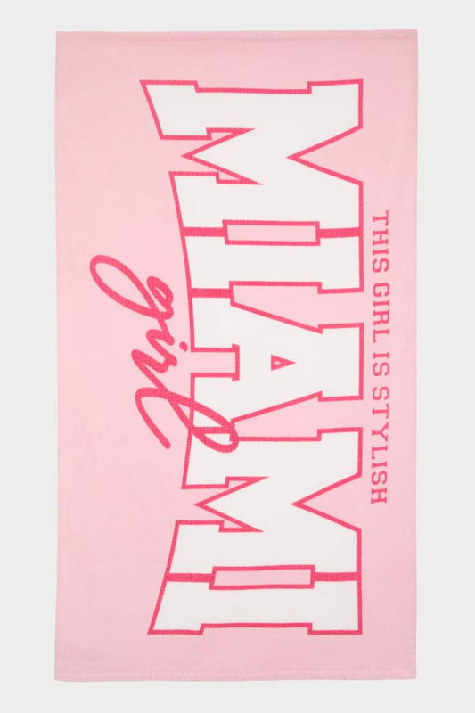 Girl Patterned Woven Towel - - Pink