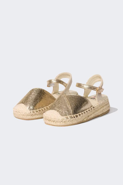 Girl Faux Leather Ballerina Flat Shoes - - Gold