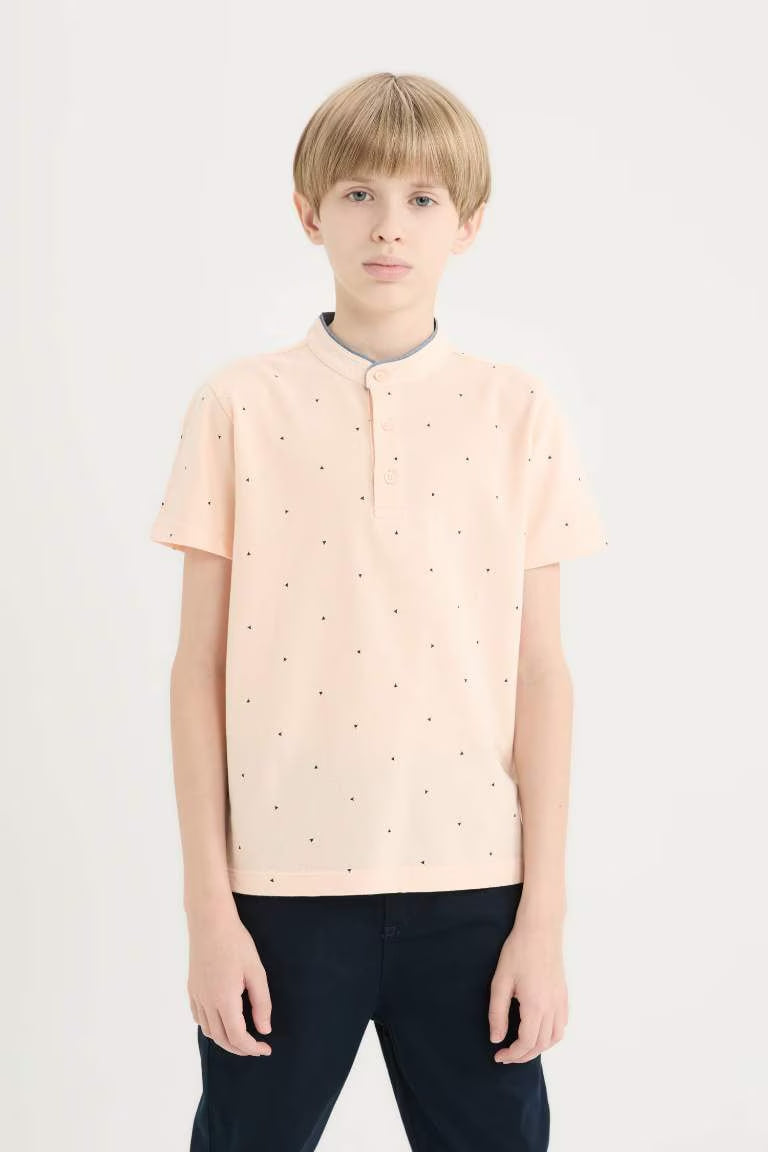 Boy Crew Neck Pique Polo T-Shirt - -