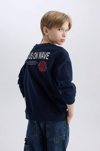 Boy Oversize Fit Back Printed Sweatshirt - -