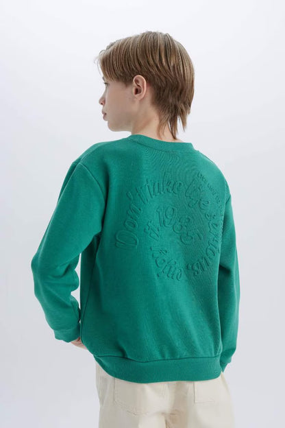 Boy Crew Neck Back Printed Sweatshirt - -
