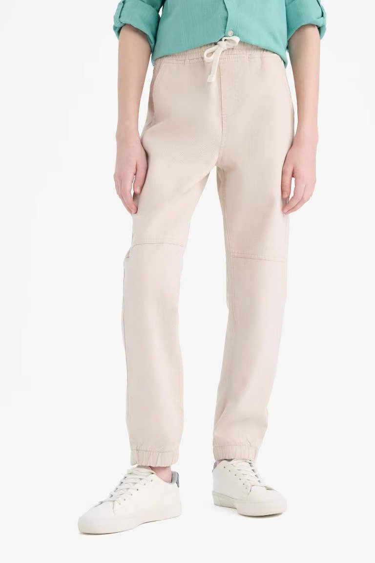 Boy Standard Leg Gabardine Joggers - - Beige