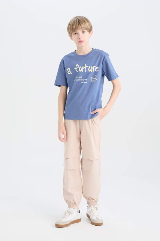 Boy Standard Leg Parachute Jogger Pants - - Beige