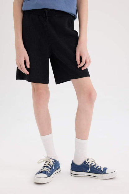 Boy Waffle Shorts - - Black