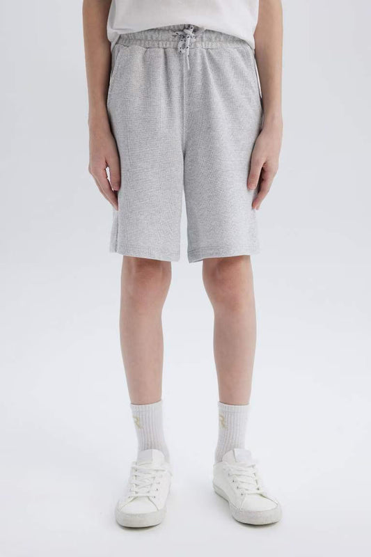 Boy Flexible Waist Pocketed Pique Shorts - - Heather
