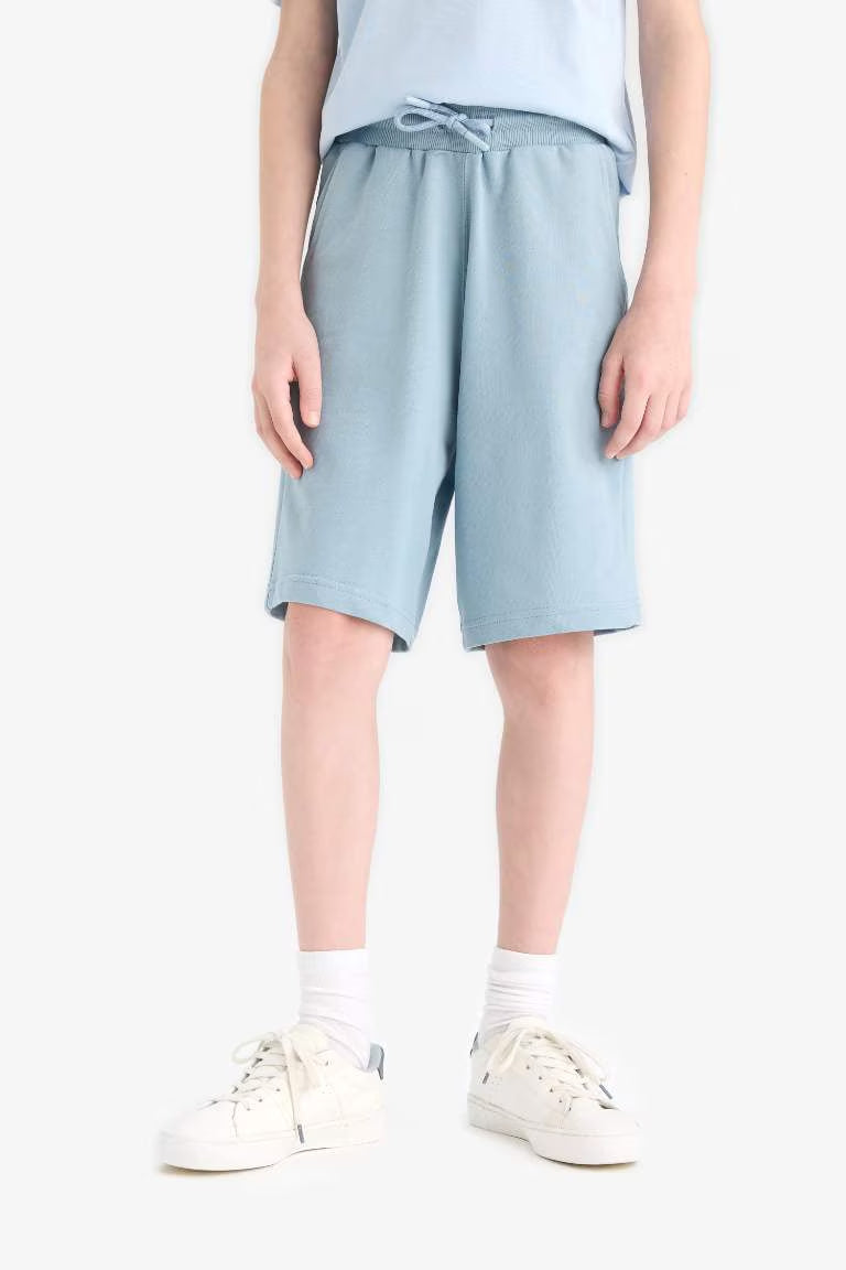 Boy Regular Fit Sweatshirt Fabric Shorts - - sky