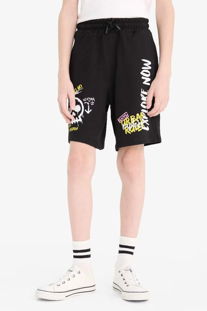 Boy Elastic Waist Printed Shorts - -