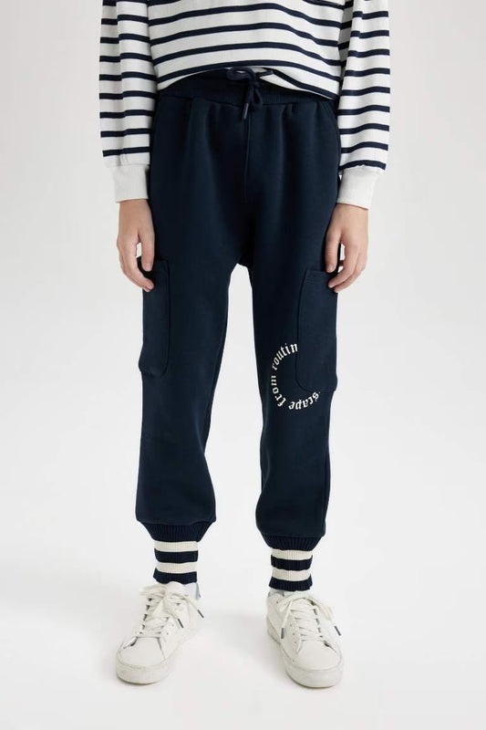 Boy Blue Regular Fit Elastic Waist Leg Printed Sweatpants - -