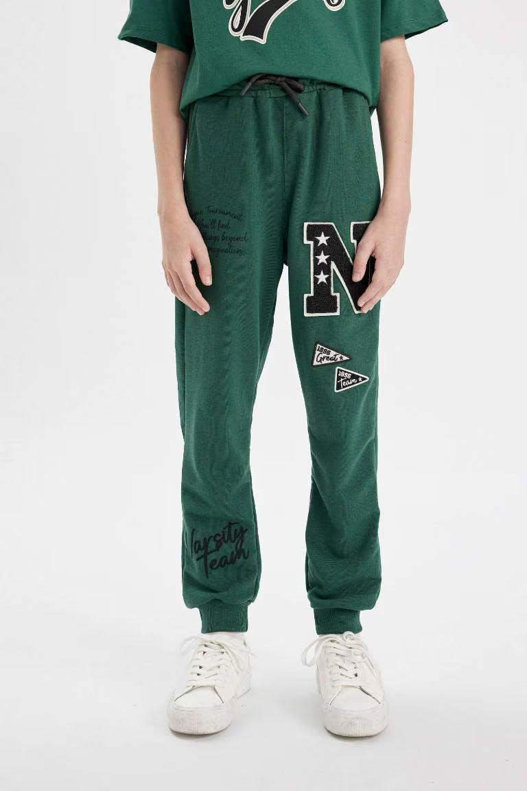 Boy Printed School Sweatpants - - Green