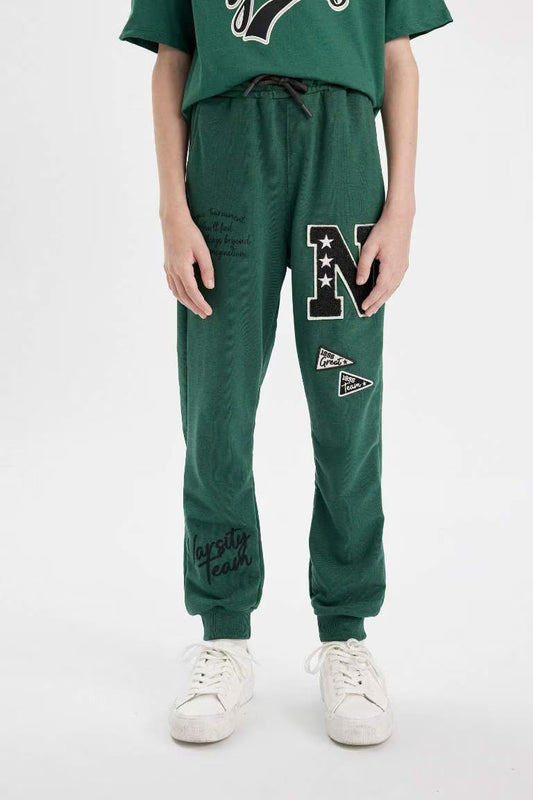 Boy Printed School Sweatpants - - Green