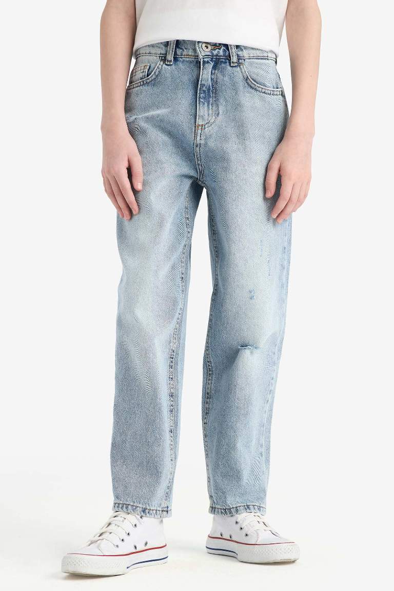 Boy Loose Fit Straight Leg Jeans - - sky