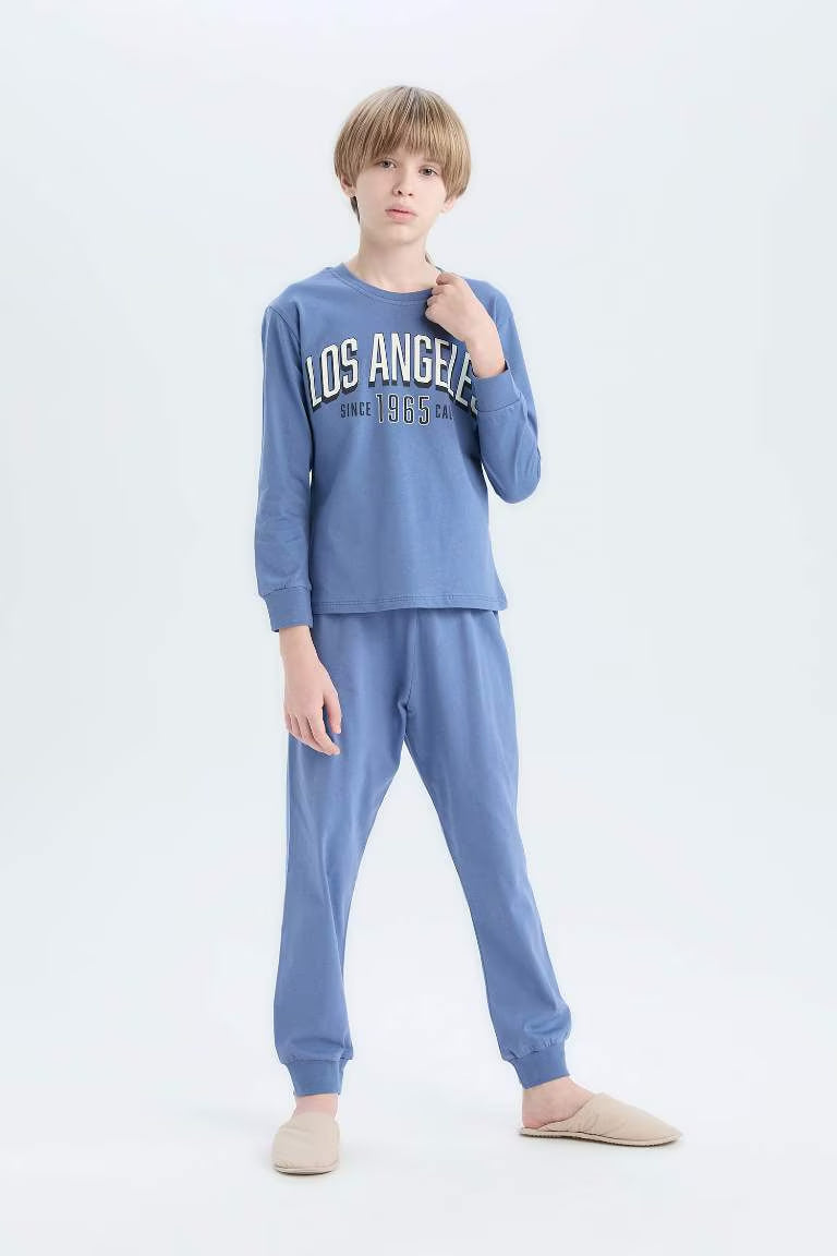 Boy Printed Top Bottom 2 Piece Pajama Set - -