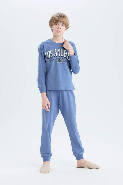 Boy Printed Top Bottom 2 Piece Pajama Set - -