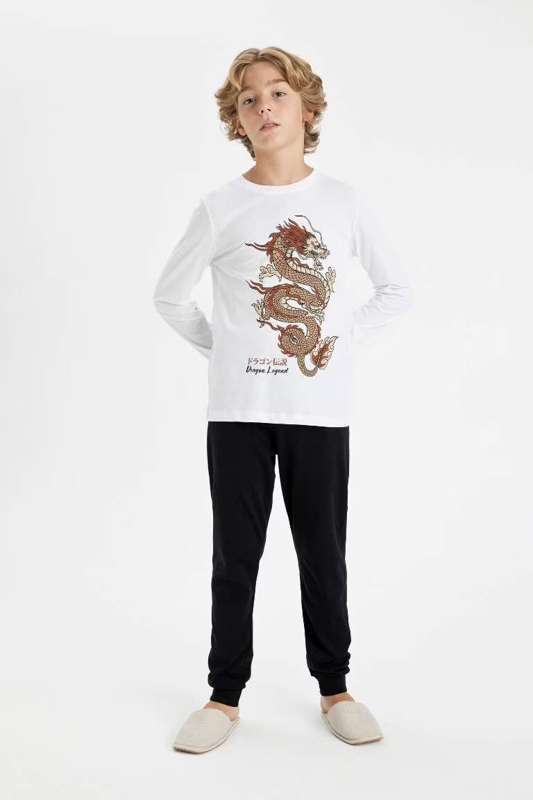 Boy Printed 2 Piece Pajama Set - - White