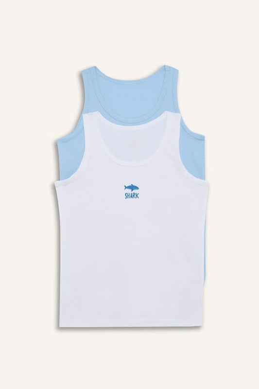 Boy Animal Patterned 2 Piece Undershirts - - Multicolor