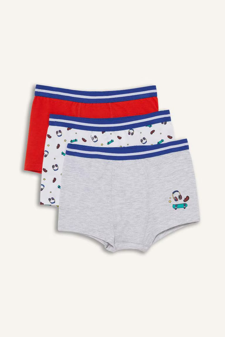 Boy Patterned 3 Piece Boxers - - Multicolor