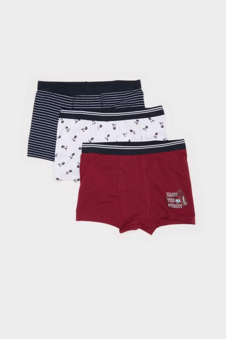 Boy Patterned 3 Piece Boxers - - Multicolor