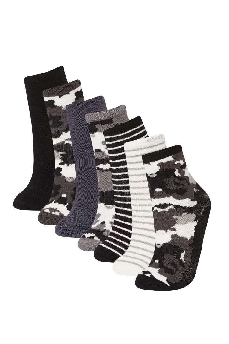 Boy 7 Piece Cotton Long Socks - - Multicolor
