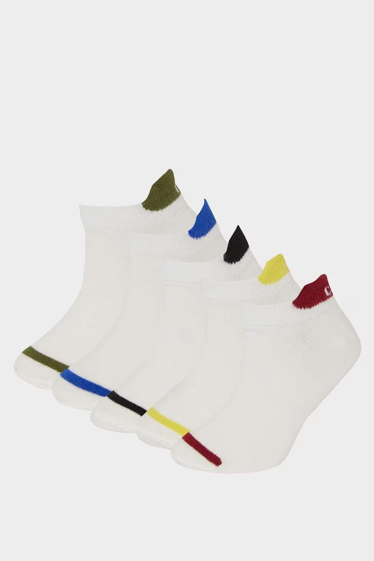 Boy 5 Piece Short Socks - - White