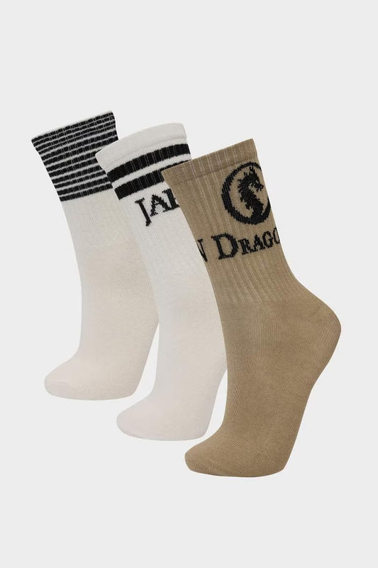 Boy 3 Piece Cotton Long Socks - - Multicolor