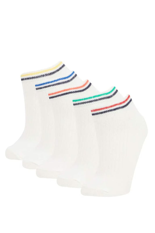 Boy 5 Piece Cotton Booties Socks - - White