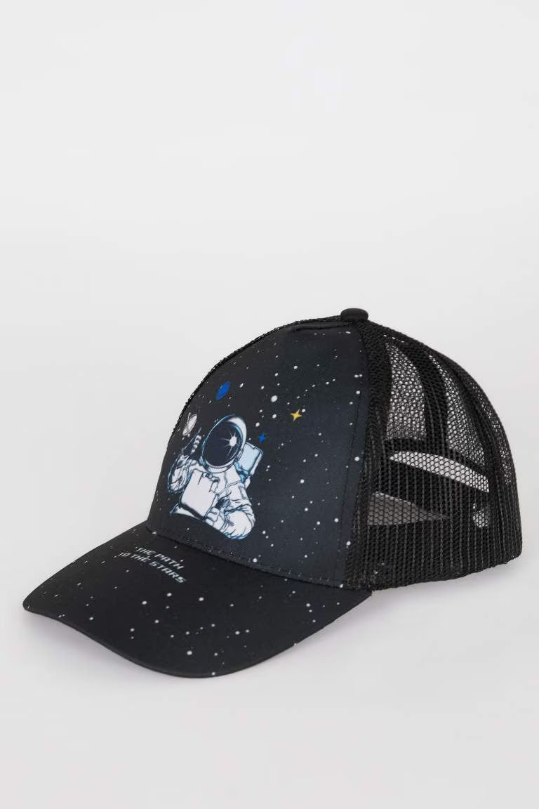 Boy Printed Cap - - Black
