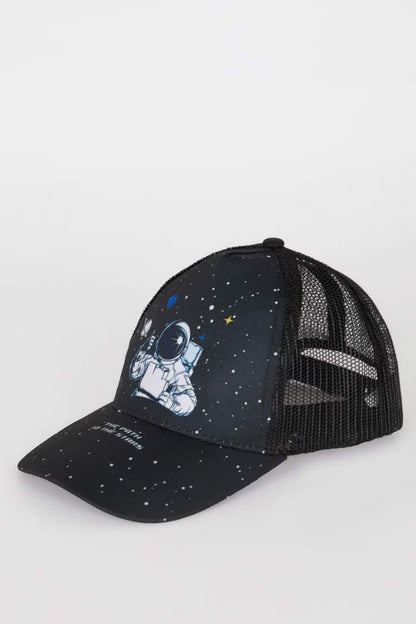 Boy Printed Cap - - Black