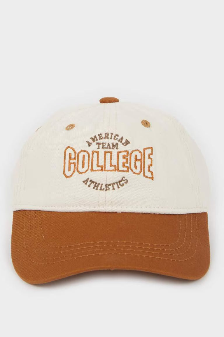 Boy Embroidered Cotton Cap - - Beige 5-9